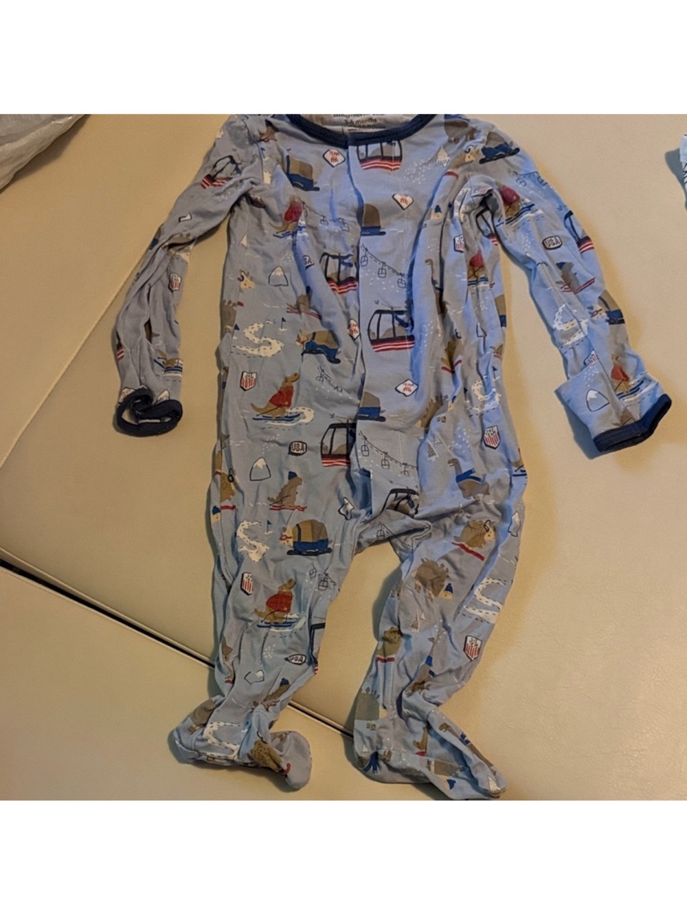 Magnetic Me Light Blue Printed Footie One-Piece